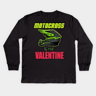 motocross is my valentine tee bike Kids Long Sleeve T-Shirt